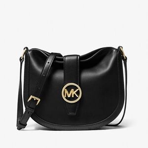 Michael Kors Gabby Small Dark Cherry Leather Foldover Hobo Crossbody Bag